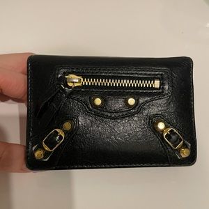 Balenciaga black card holder/small wallet with gold metal